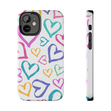 Load image into Gallery viewer, Multicolor hearts, White Tough iPhone Cases
