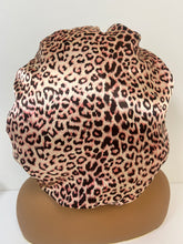 Load image into Gallery viewer, Pink Leopard Adjustable XL Satin Bonnet