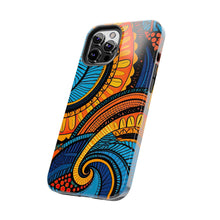 Load image into Gallery viewer, Ankara Blue Swirls Tough iPhone Cases