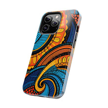 Load image into Gallery viewer, Ankara Blue Swirls Tough iPhone Cases
