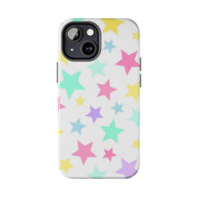 Load image into Gallery viewer, Multicolored Pastel stars, white Tough iPhone Cases