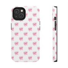 Load image into Gallery viewer, Pink bow white, Gloss Tough iPhone Case
