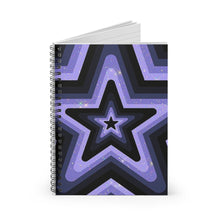 Load image into Gallery viewer, Black & Purple Stars Spiral Notebook - Ruled Line