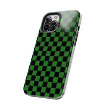 Load image into Gallery viewer, Green & Black Checker board Anime Tough iPhone Cases sizes 7-15