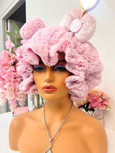 Load image into Gallery viewer, Lilac Teddy 3d Adjustable Plush Bonnet