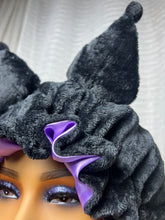 Load image into Gallery viewer, Black Ball Point Ears 3d Adjustable Plush Bonnet