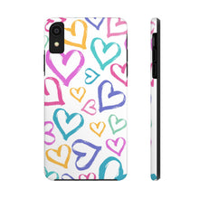 Load image into Gallery viewer, Multicolor hearts, White Tough iPhone Cases