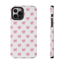 Load image into Gallery viewer, Pink bow white, Gloss Tough iPhone Case