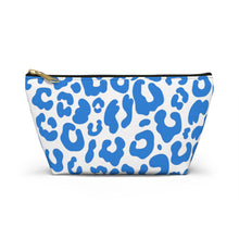Load image into Gallery viewer, Blue & White Leopard Make-Up Case/Travel Case/Accessory Pouch w T-bottom