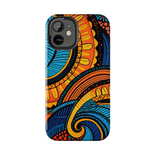 Load image into Gallery viewer, Ankara Blue Swirls Tough iPhone Cases