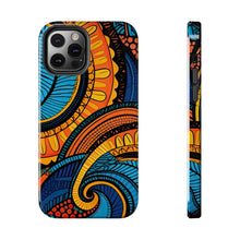 Load image into Gallery viewer, Ankara Blue Swirls Tough iPhone Cases