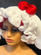 Load image into Gallery viewer, 100% Real silk Jumbo White Ears 3d XL Adjustable Plush Bonnet W/ silk bow
