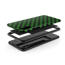Load image into Gallery viewer, Green & Black Checker board Anime Tough iPhone Cases sizes 7-15