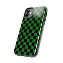 Load image into Gallery viewer, Green & Black Checker board Anime Tough iPhone Cases sizes 7-15