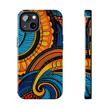 Load image into Gallery viewer, Ankara Blue Swirls Tough iPhone Cases