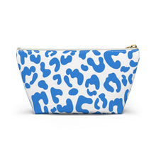 Load image into Gallery viewer, Blue & White Leopard Make-Up Case/Travel Case/Accessory Pouch w T-bottom