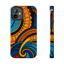 Load image into Gallery viewer, Ankara Blue Swirls Tough iPhone Cases