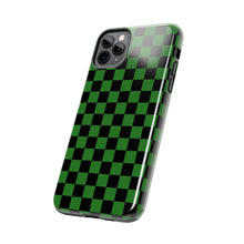 Load image into Gallery viewer, Green & Black Checker board Anime Tough iPhone Cases sizes 7-15