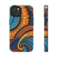 Load image into Gallery viewer, Ankara Blue Swirls Tough iPhone Cases