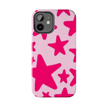 Load image into Gallery viewer, Hot Pink stars, light pink Tough iPhone Cases