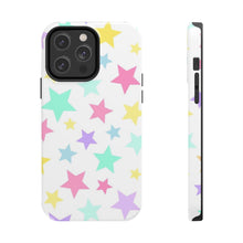 Load image into Gallery viewer, Multicolored Pastel stars, white Tough iPhone Cases