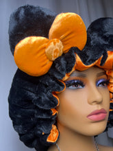 Load image into Gallery viewer, Black Cat Ears 3d Adjustable Plush Bonnet