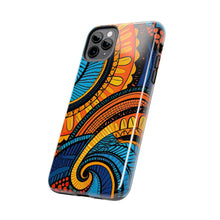 Load image into Gallery viewer, Ankara Blue Swirls Tough iPhone Cases