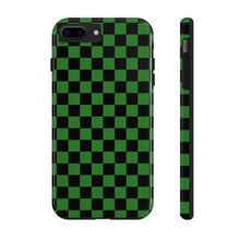 Load image into Gallery viewer, Green & Black Checker board Anime Tough iPhone Cases sizes 7-15