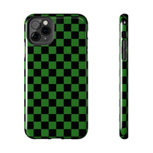 Load image into Gallery viewer, Green & Black Checker board Anime Tough iPhone Cases sizes 7-15