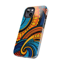 Load image into Gallery viewer, Ankara Blue Swirls Tough iPhone Cases