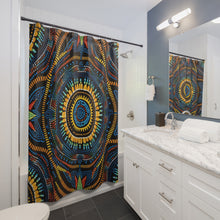Load image into Gallery viewer, High Quality Blue & Yellow Ankara Shower Curtain