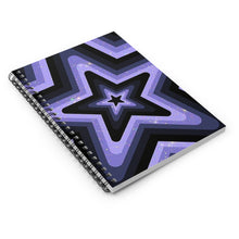 Load image into Gallery viewer, Black & Purple Stars Spiral Notebook - Ruled Line