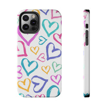 Load image into Gallery viewer, Multicolor hearts, White Tough iPhone Cases