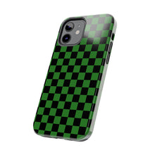 Load image into Gallery viewer, Green & Black Checker board Anime Tough iPhone Cases sizes 7-15