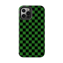 Load image into Gallery viewer, Green & Black Checker board Anime Tough iPhone Cases sizes 7-15