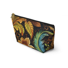 Load image into Gallery viewer, Brown Floral Make-Up Case/Travel Case/Accessory Pouch w T-bottom