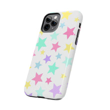 Load image into Gallery viewer, Multicolored Pastel stars, white Tough iPhone Cases