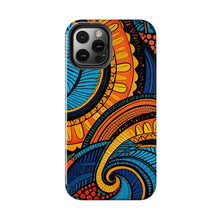 Load image into Gallery viewer, Ankara Blue Swirls Tough iPhone Cases