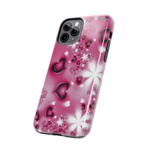 Load image into Gallery viewer, Black hearts hot pink Tough iPhone Cases