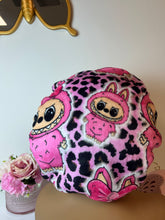 Load image into Gallery viewer, Pink Leopard Fufu Plush Adjustable Bonnet