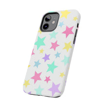 Load image into Gallery viewer, Multicolored Pastel stars, white Tough iPhone Cases
