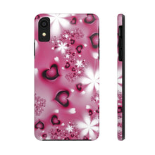 Load image into Gallery viewer, Black hearts hot pink Tough iPhone Cases