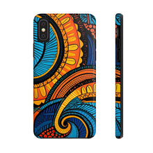 Load image into Gallery viewer, Ankara Blue Swirls Tough iPhone Cases