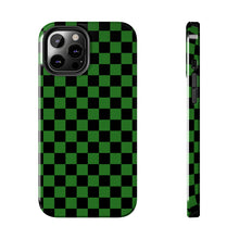 Load image into Gallery viewer, Green & Black Checker board Anime Tough iPhone Cases sizes 7-15