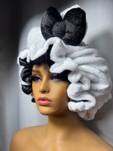 Load image into Gallery viewer, White Cat Ears 3d Adjustable Plush Bonnet