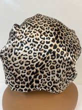 Load image into Gallery viewer, Champagne Leopard XL Adjustable Satin Bonnet