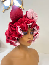 Load image into Gallery viewer, Cherry Red Cat Ears 3d Adjustable Plush Bonnet