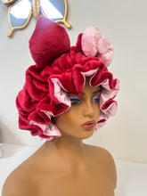 Load image into Gallery viewer, Cherry Red Cat Ears 3d Adjustable Plush Bonnet