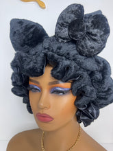 Load image into Gallery viewer, Black Cat Ears 3d Adjustable Plush Bonnet