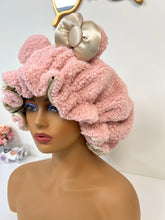 Load image into Gallery viewer, Rose Gold Teddy Ears 3d Adjustable Plush Bonnet